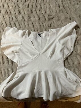Windsor Cream V-Neck Peplum Top